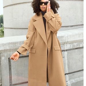 Express Belted Wrap Front Faux Wool Coat
